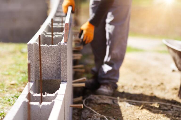 Close-up of skilled bricklaying detail with even mortar in Massachusetts home