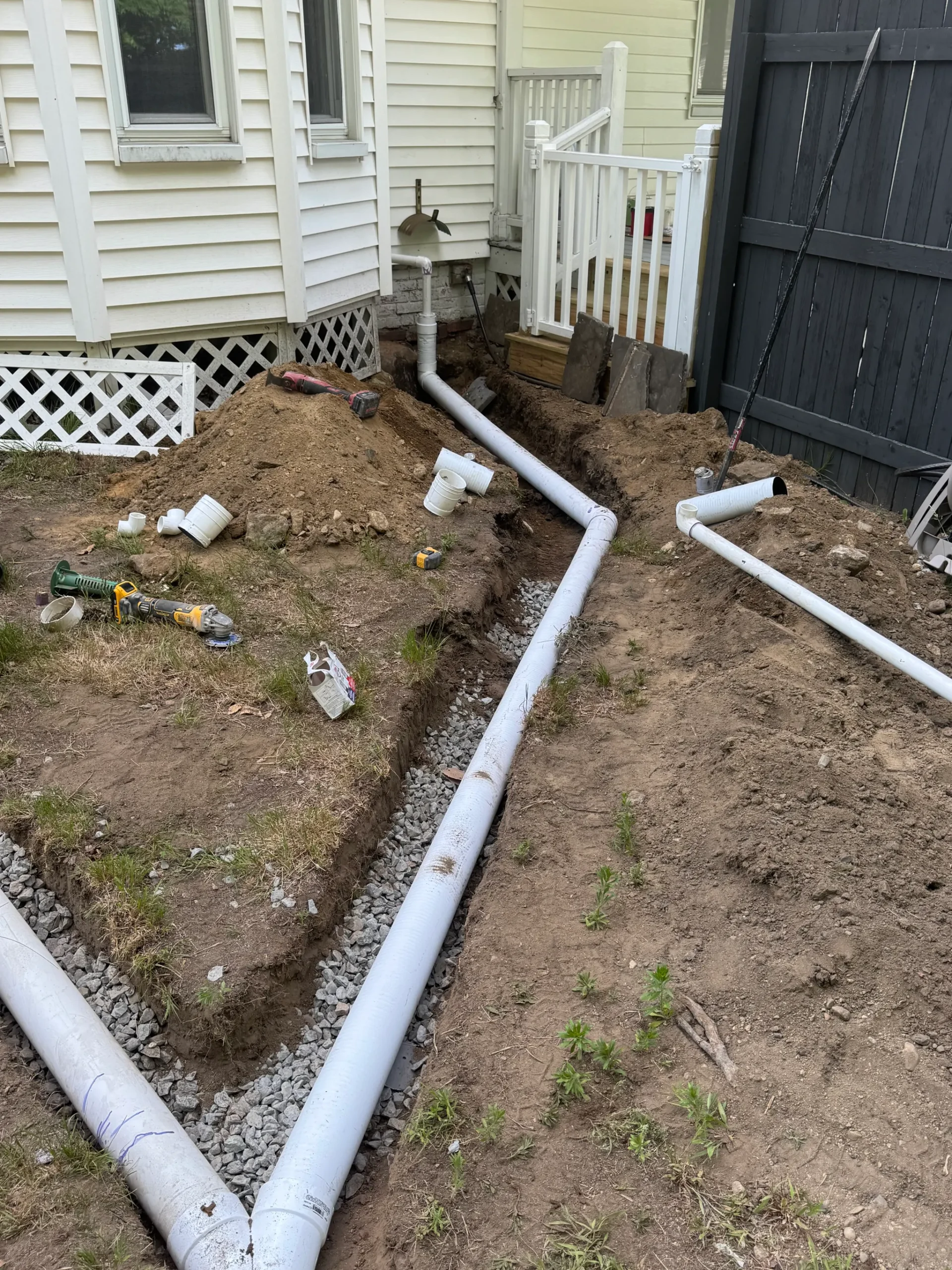 French drain and sump pump system