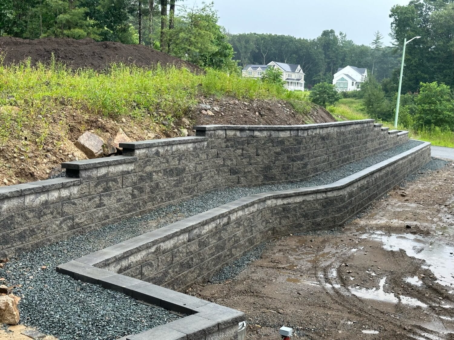 Layered Retaining wall construction
